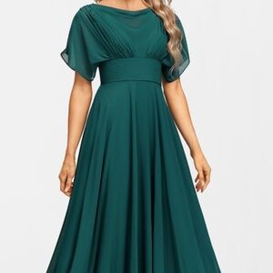 JJ's House Royal Blue Chiffon Evening Dress With Pleated Beading